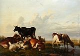 Thomas Sidney Cooper Cattle and Sheep Probably in Canterbury Meadows painting